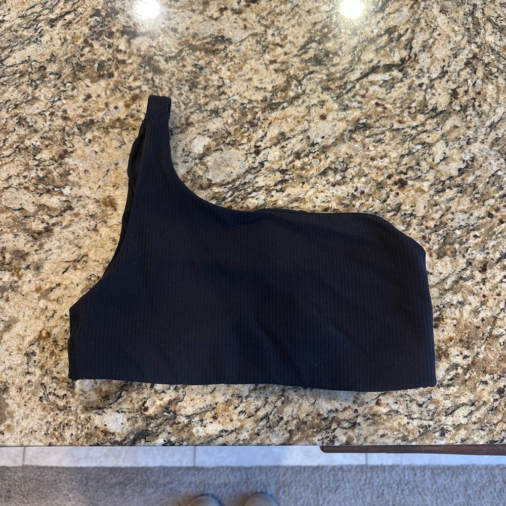 Lululemon Black Ribbed One-Shoulder Sports Bra
